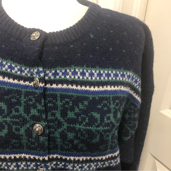 Ll Bean ladies knitted wool cardigan sweater size large - Picture 2 of 5